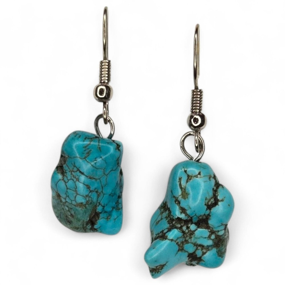 Vintage Southwestern Turquoise Nugget Dangle Earrings